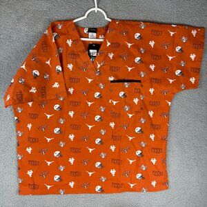 Scrub Dudz Texas Longhorns Scrub Top Mens XL Burnt Orange V Neck New With Tags